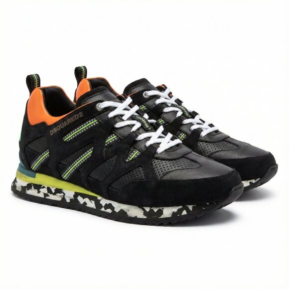 Dsquared2 Men\'s Leather Multicolor Platform Mountain Climber Sport Casual Shoes